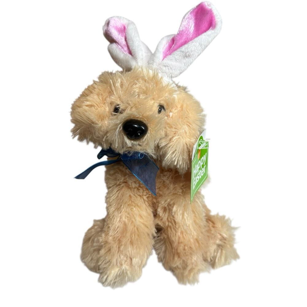 Dan Dee Tan Dog Puppy Plush 7" Easter Bunny Ears Stuffed Animal 2010 Yellow Lab